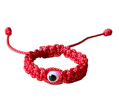 red baby evil eye bracelet with pink  eye