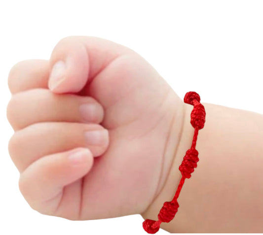 red baby bracelet for the evil eye 7 knots
