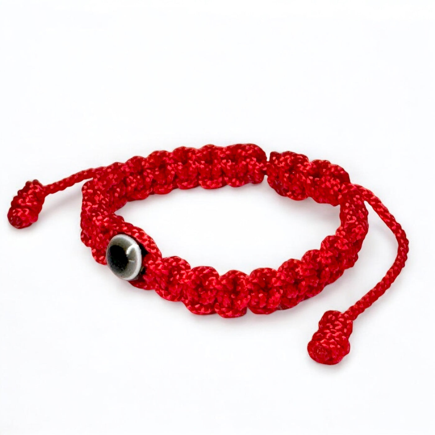 Red baby evil eye bracelet with black eye