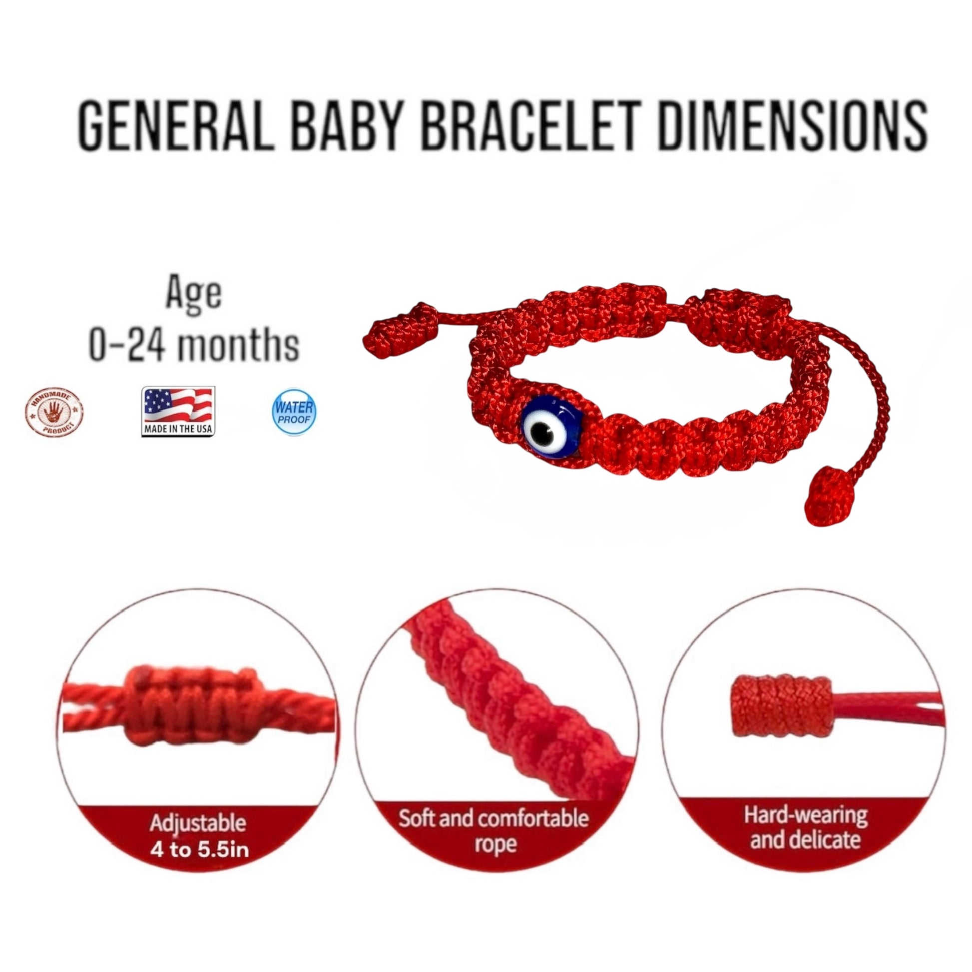 Red Baby Evil Eye Bracelet with Blue Eye | Liamlove
