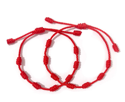 Red Evil Eye Bracelet – 7 Knots for Protection & Luck