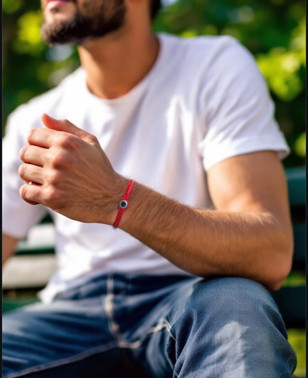 Red Macramé Evil Eye Bracelet for Men